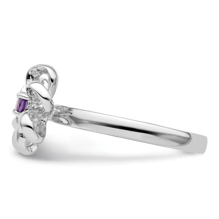 Goldia Rings Sterling Silver Stackable Expressions Polished Amethyst Flower Ring