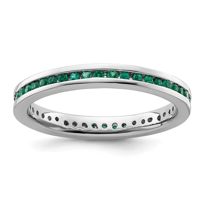 Goldia Rings Sterling Silver Stackable Expressions Polished Created Emerald Ring
