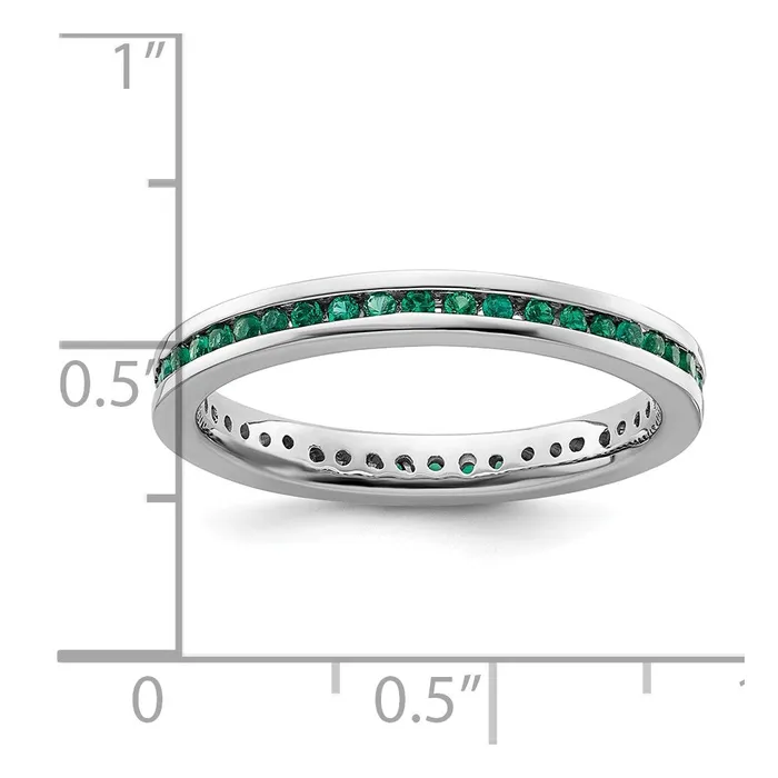 Goldia Rings Sterling Silver Stackable Expressions Polished Created Emerald Ring