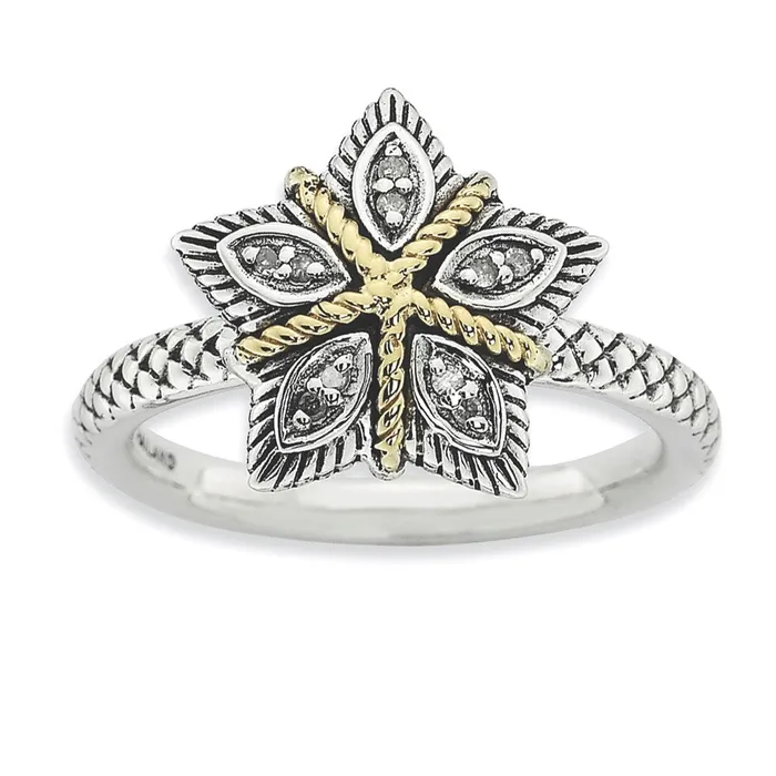 Goldia Rings Sterling Silver u0026 14k Stackable Expressions u0026 Diamond Antiqued Ring Goldia Rings Sterling Silver u0026 14k Stackable Expressions u0026 Diamond Antiqued Ring