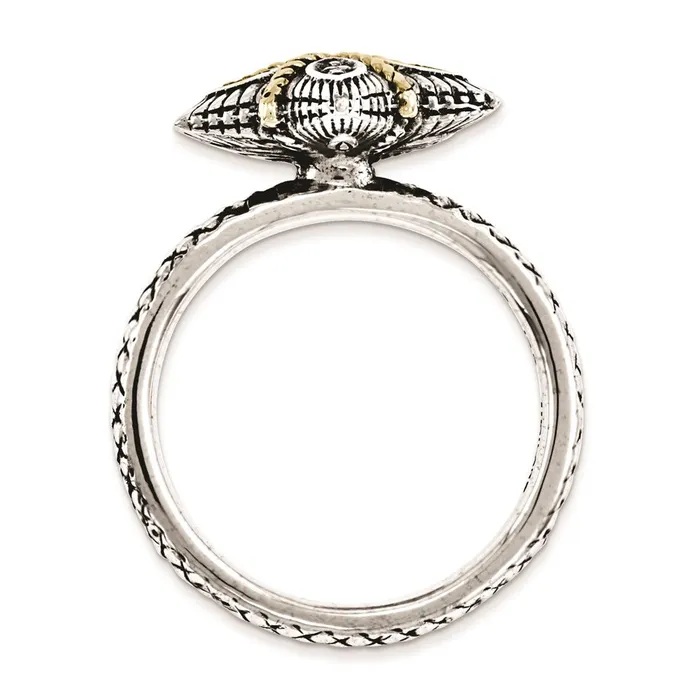 Goldia Rings Sterling Silver u0026 14k Stackable Expressions u0026 Diamond Antiqued Ring