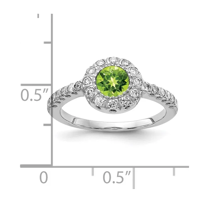 Goldia Solid 14k White Gold 5mm Simulated Peridot A CZ Ring Rings