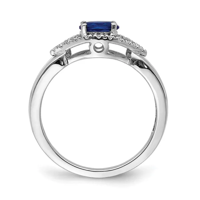 Goldia Solid 14k White Gold Simulated CZ and Sapphire Ring Rings