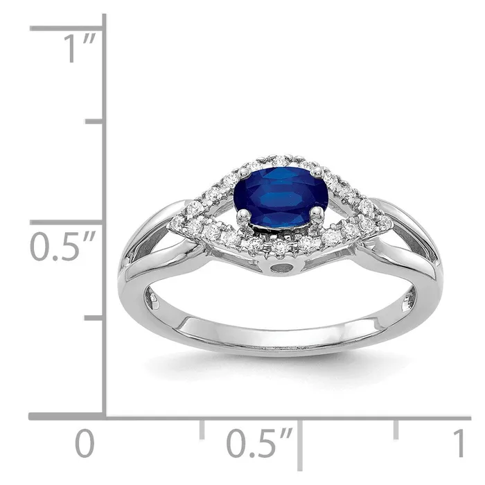 Goldia Solid 14k White Gold Simulated CZ and Sapphire Ring Rings