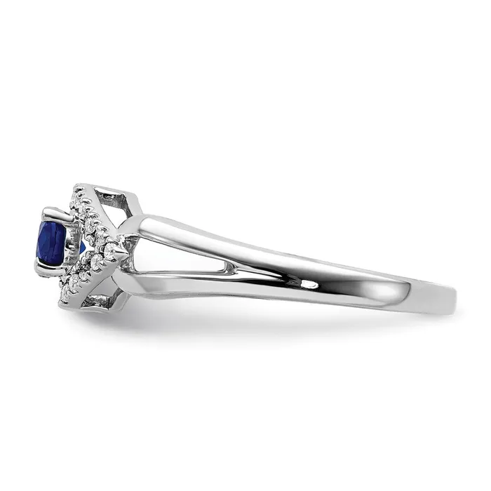 Goldia Solid 14k White Gold Simulated CZ and Sapphire Ring Rings