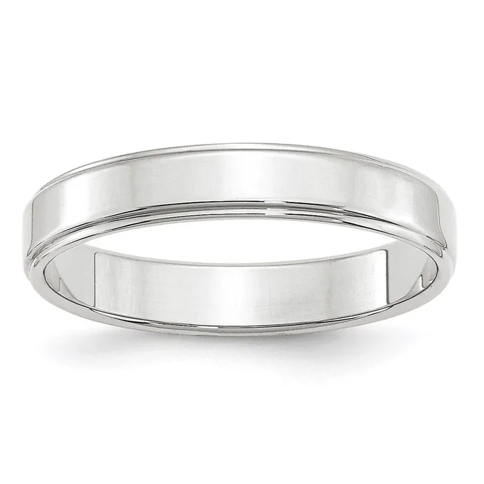 Goldia Solid 18K White Gold 4mm Flat with Step Edge MensWomens Wedding Band Ring Size 14 Rings Goldia Solid 18K White Gold 4mm Flat with Step Edge MensWomens Wedding Band Ring Size 14 Rings