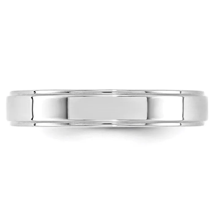 Goldia Solid 18K White Gold 4mm Flat with Step Edge MensWomens Wedding Band Ring Size 14 Rings Goldia Solid 18K White Gold 4mm Flat with Step Edge MensWomens Wedding Band Ring Size 14 Rings