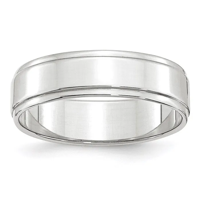 Goldia Solid 18K White Gold 6mm Flat with Step Edge MensWomens Wedding Band Ring Size 135 Rings Goldia Solid 18K White Gold 6mm Flat with Step Edge MensWomens Wedding Band Ring Size 135 Rings