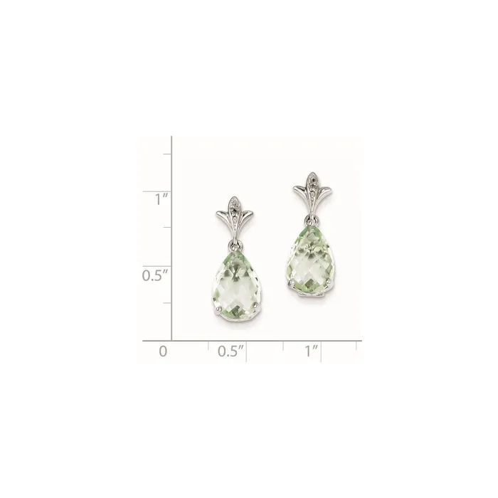 Goldia Sterling Silver Green Quartz and Diamond Earrings Earrings