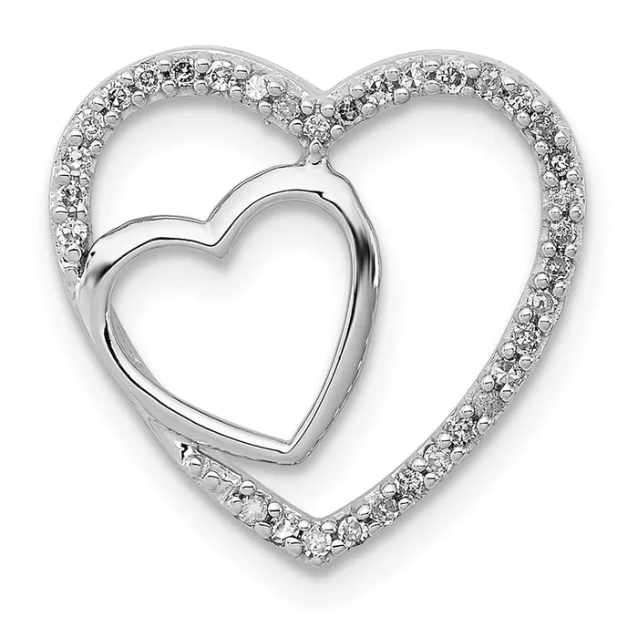 Goldia Sterling Silver Rhodium Diamond Heart Chain Slide Necklaces