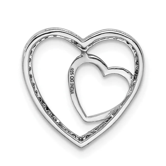 Goldia Sterling Silver Rhodium Diamond Heart Chain Slide Necklaces