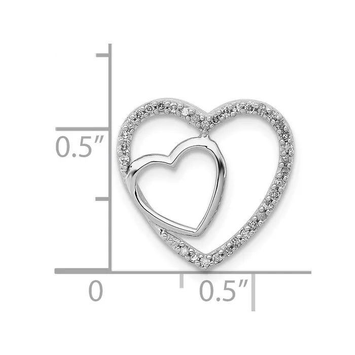 Goldia Sterling Silver Rhodium Diamond Heart Chain Slide Necklaces