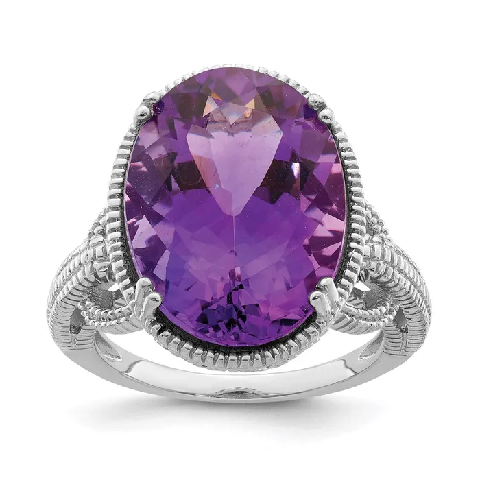 Goldia Sterling Silver Rhodiumplated Amethyst Ring Rings