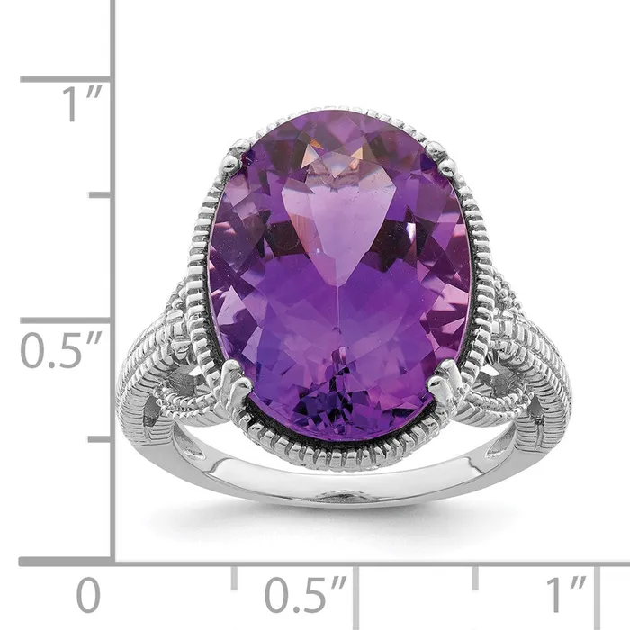Goldia Sterling Silver Rhodiumplated Amethyst Ring Rings