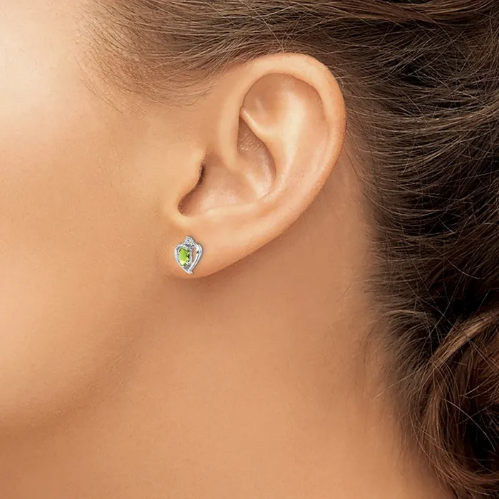 Goldia Sterling Silver Rhodiumplated Peridot u0026 Diamond Earrings Earrings