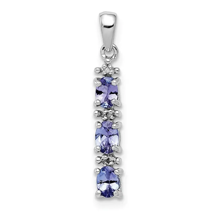 Goldia Sterling Silver Rhodiumplated Tanzanite u0026 Diamond Pendant Necklaces Goldia Sterling Silver Rhodiumplated Tanzanite u0026 Diamond Pendant Necklaces