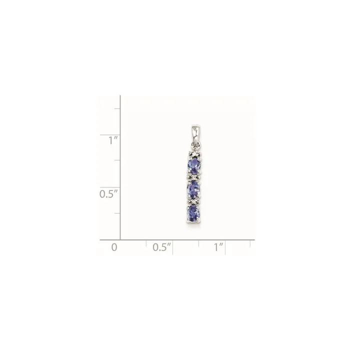 Goldia Sterling Silver Rhodiumplated Tanzanite u0026 Diamond Pendant Necklaces