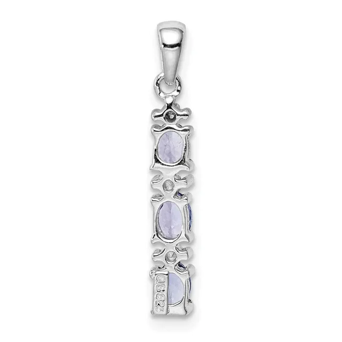 Goldia Sterling Silver Rhodiumplated Tanzanite u0026 Diamond Pendant Necklaces