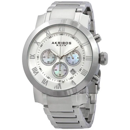JMS always Bracelets Original Akribos Grandiose Chronograph Silver Dial Stainless Steel Mens Watch AK622SS JMS always Bracelets Original Akribos Grandiose Chronograph Silver Dial Stainless Steel Mens Watch AK622SS