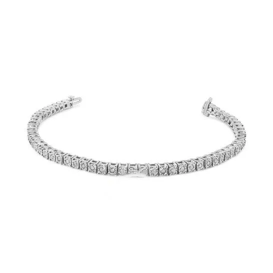 JMS always Bracelets Original Haus of Brilliance 925 Sterling Silver 10 Cttw Diamond Square Frame MiracleSet Tennis Bracelet IJ Color I3 Clarity 8 JMS always Bracelets Original Haus of Brilliance 925 Sterling Silver 10 Cttw Diamond Square Frame MiracleSet Tennis Bracelet IJ Color I3 Clarity 8