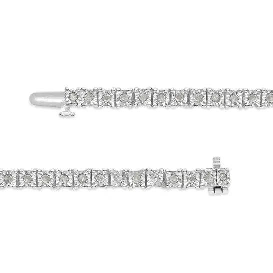 JMS always Bracelets Original Haus of Brilliance 925 Sterling Silver 10 Cttw Diamond Square Frame MiracleSet Tennis Bracelet IJ Color I3 Clarity 8 JMS always Bracelets Original Haus of Brilliance 925 Sterling Silver 10 Cttw Diamond Square Frame MiracleSet Tennis Bracelet IJ Color I3 Clarity 8