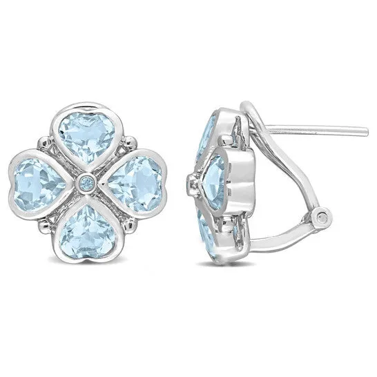 JMS always Earrings Original AMOUR 4 25 CT TGW Sky Blue Topaz Floral Clipback Earrings In Sterling Silver JMS always Earrings Original AMOUR 4 25 CT TGW Sky Blue Topaz Floral Clipback Earrings In Sterling Silver