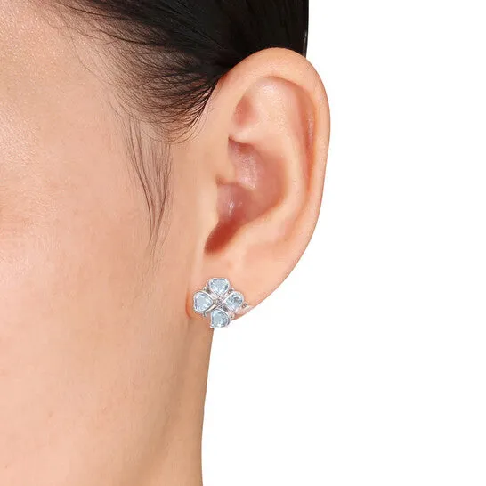 JMS always Earrings Original AMOUR 4 25 CT TGW Sky Blue Topaz Floral Clipback Earrings In Sterling Silver JMS always Earrings Original AMOUR 4 25 CT TGW Sky Blue Topaz Floral Clipback Earrings In Sterling Silver