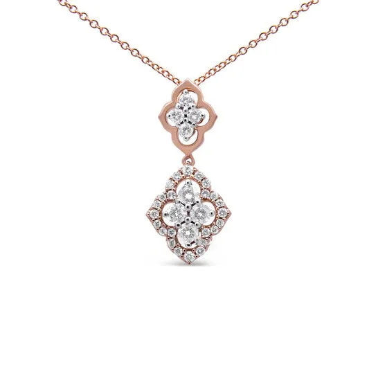 JMS always Necklaces Original Haus of Brilliance 14K Rose Gold 34 Cttw Round Diamond Double Quatrefoil Pendant 18 Necklace HI Color I1I2 Clarity JMS always Necklaces Original Haus of Brilliance 14K Rose Gold 34 Cttw Round Diamond Double Quatrefoil Pendant 18 Necklace HI Color I1I2 Clarity
