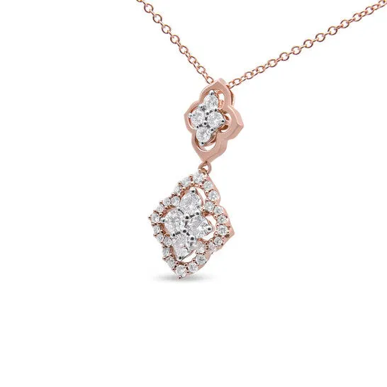 JMS always Necklaces Original Haus of Brilliance 14K Rose Gold 34 Cttw Round Diamond Double Quatrefoil Pendant 18 Necklace HI Color I1I2 Clarity JMS always Necklaces Original Haus of Brilliance 14K Rose Gold 34 Cttw Round Diamond Double Quatrefoil Pendant 18 Necklace HI Color I1I2 Clarity