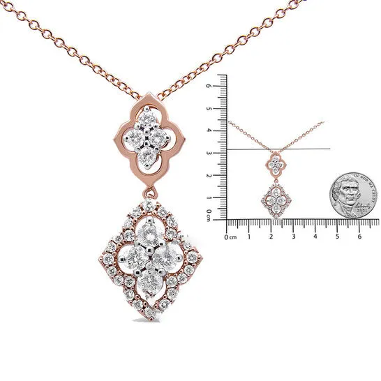 JMS always Necklaces Original Haus of Brilliance 14K Rose Gold 34 Cttw Round Diamond Double Quatrefoil Pendant 18 Necklace HI Color I1I2 Clarity JMS always Necklaces Original Haus of Brilliance 14K Rose Gold 34 Cttw Round Diamond Double Quatrefoil Pendant 18 Necklace HI Color I1I2 Clarity