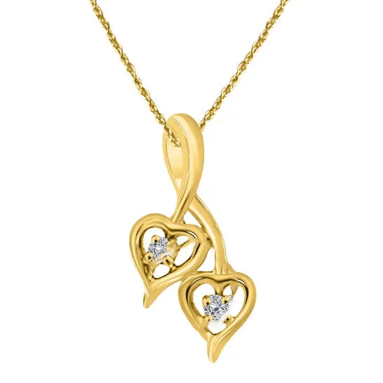 JMS always Necklaces Original Maulijewels 010 Carat Diamond Two Stone Heart Shape Pendant In 10K Yellow Gold With 18 10K yellow Gold Plated Sterling Silver Box Chain JMS always Necklaces Original Maulijewels 010 Carat Diamond Two Stone Heart Shape Pendant In 10K Yellow Gold With 18 10K yellow Gold Plated Sterling Silver Box Chain