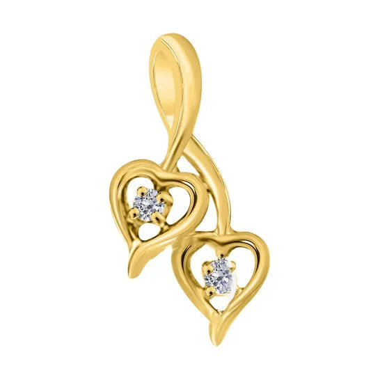 JMS always Necklaces Original Maulijewels 010 Carat Diamond Two Stone Heart Shape Pendant In 10K Yellow Gold With 18 10K yellow Gold Plated Sterling Silver Box Chain JMS always Necklaces Original Maulijewels 010 Carat Diamond Two Stone Heart Shape Pendant In 10K Yellow Gold With 18 10K yellow Gold Plated Sterling Silver Box Chain