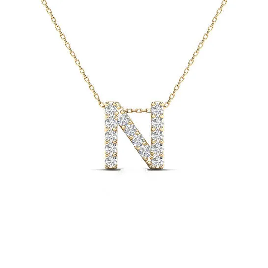 JMS always Necklaces Original Maulijewels 014 Carat Diamond 14K Yellow Gold Initial N Necklace Pendant For Women With 18 Gold Cable Chain JMS always Necklaces Original Maulijewels 014 Carat Diamond 14K Yellow Gold Initial N Necklace Pendant For Women With 18 Gold Cable Chain