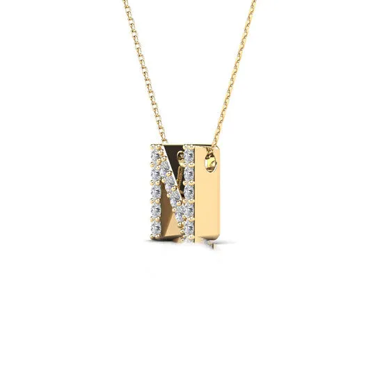 JMS always Necklaces Original Maulijewels 014 Carat Diamond 14K Yellow Gold Initial N Necklace Pendant For Women With 18 Gold Cable Chain JMS always Necklaces Original Maulijewels 014 Carat Diamond 14K Yellow Gold Initial N Necklace Pendant For Women With 18 Gold Cable Chain
