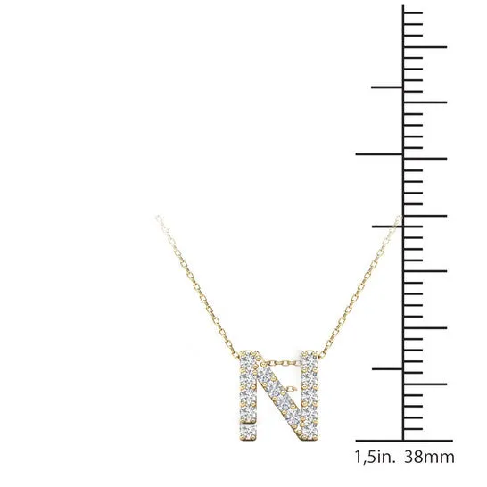 JMS always Necklaces Original Maulijewels 014 Carat Diamond 14K Yellow Gold Initial N Necklace Pendant For Women With 18 Gold Cable Chain JMS always Necklaces Original Maulijewels 014 Carat Diamond 14K Yellow Gold Initial N Necklace Pendant For Women With 18 Gold Cable Chain