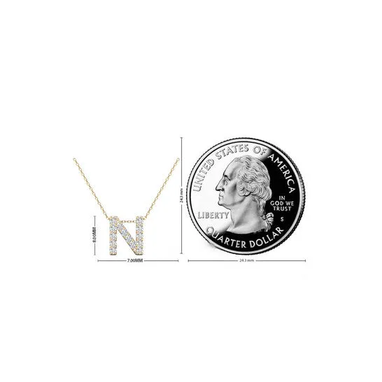 JMS always Necklaces Original Maulijewels 014 Carat Diamond 14K Yellow Gold Initial N Necklace Pendant For Women With 18 Gold Cable Chain JMS always Necklaces Original Maulijewels 014 Carat Diamond 14K Yellow Gold Initial N Necklace Pendant For Women With 18 Gold Cable Chain