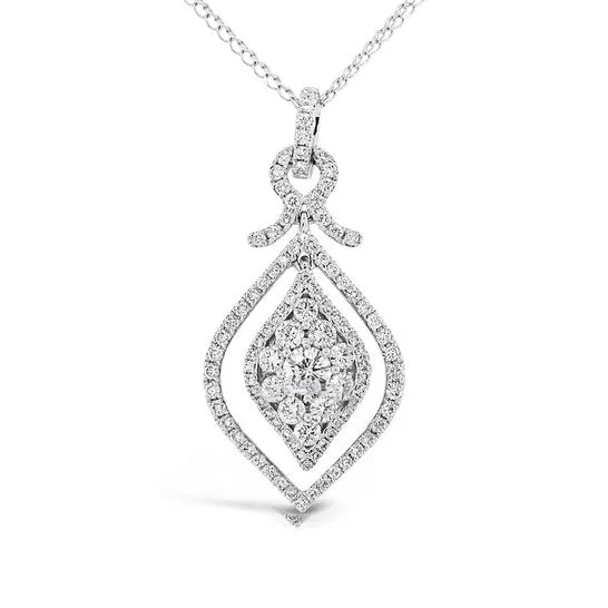 JMS always Necklaces Original Tresorra 18K White Gold Marquise Open Halo Cluster Diamond Pendant Necklace JMS always Necklaces Original Tresorra 18K White Gold Marquise Open Halo Cluster Diamond Pendant Necklace