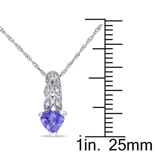 JMS always Original AMOUR Diamond and Heart Shaped Tanzanite Pendant with Chain In 10K White Gold Necklaces JMS always Original AMOUR Diamond and Heart Shaped Tanzanite Pendant with Chain In 10K White Gold Necklaces