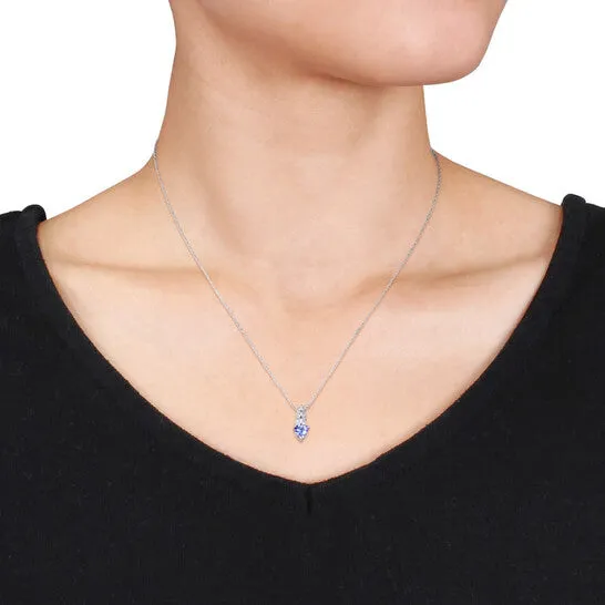 JMS always Original AMOUR Diamond and Heart Shaped Tanzanite Pendant with Chain In 10K White Gold Necklaces JMS always Original AMOUR Diamond and Heart Shaped Tanzanite Pendant with Chain In 10K White Gold Necklaces