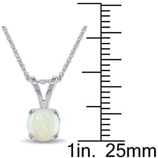JMS always Original AMOUR Opal Solitaire Pendant with Chain In 14K White Gold Necklaces JMS always Original AMOUR Opal Solitaire Pendant with Chain In 14K White Gold Necklaces