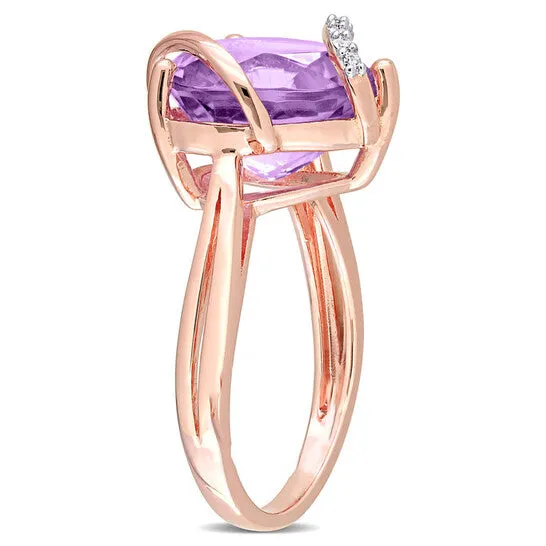 JMS always Rings Original Amour 6 12 CT TGW Amethyst and Diamond Accent Heart Ring in Rose Plated Sterling Silver JMS always Rings Original Amour 6 12 CT TGW Amethyst and Diamond Accent Heart Ring in Rose Plated Sterling Silver