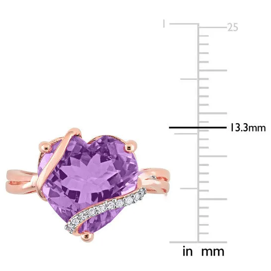 JMS always Rings Original Amour 6 12 CT TGW Amethyst and Diamond Accent Heart Ring in Rose Plated Sterling Silver JMS always Rings Original Amour 6 12 CT TGW Amethyst and Diamond Accent Heart Ring in Rose Plated Sterling Silver