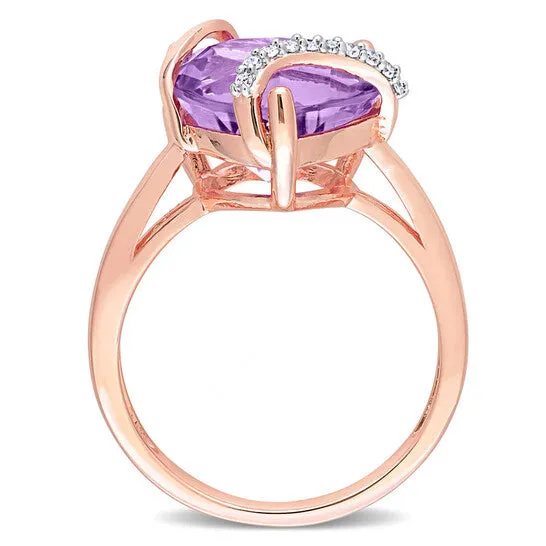 JMS always Rings Original Amour 6 12 CT TGW Amethyst and Diamond Accent Heart Ring in Rose Plated Sterling Silver JMS always Rings Original Amour 6 12 CT TGW Amethyst and Diamond Accent Heart Ring in Rose Plated Sterling Silver