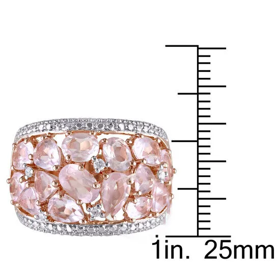 JMS always Rings Original Amour Pink Silver 007 CT Diamond TW And 6 CT TGW Rose Quartz Fashion Ring JMS always Rings Original Amour Pink Silver 007 CT Diamond TW And 6 CT TGW Rose Quartz Fashion Ring