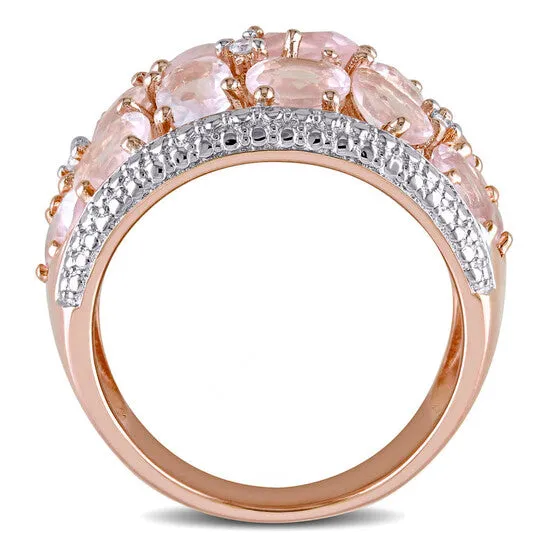 JMS always Rings Original Amour Pink Silver 007 CT Diamond TW And 6 CT TGW Rose Quartz Fashion Ring JMS always Rings Original Amour Pink Silver 007 CT Diamond TW And 6 CT TGW Rose Quartz Fashion Ring