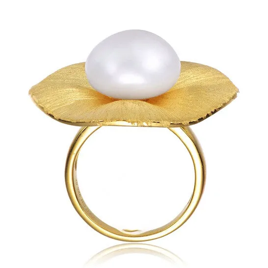 JMS always Rings Original Megan Walford Sterling Silver Gold Plated with Genuine Freshwater Pearl Floral Ring JMS always Rings Original Megan Walford Sterling Silver Gold Plated with Genuine Freshwater Pearl Floral Ring