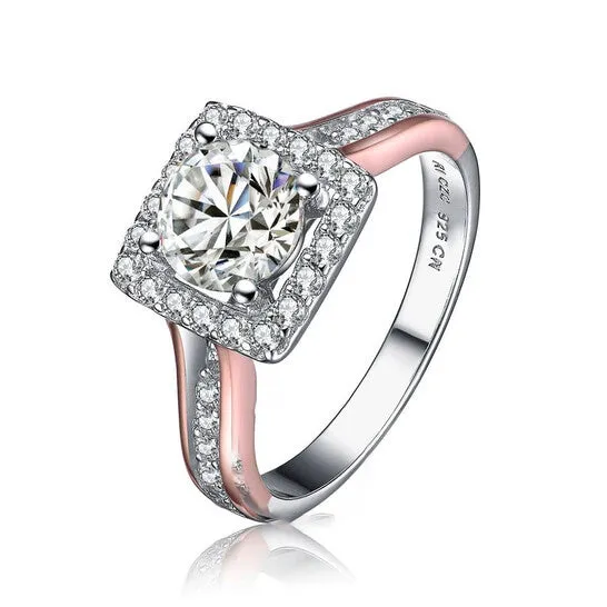 JMS always Rings Original Megan Walford Sterling Silver Rose Gold Accent Cubic Zirconia Ring JMS always Rings Original Megan Walford Sterling Silver Rose Gold Accent Cubic Zirconia Ring
