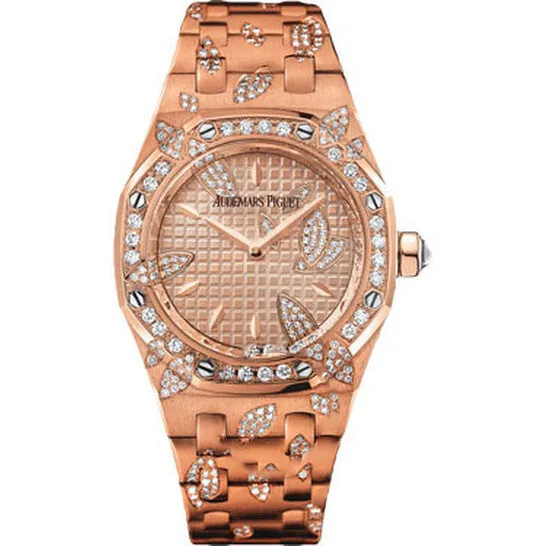 JMS always Watches Original Audemars Piguet Royal Oak Leaves 18kt Pink Gold Diamond Ladies Watch 67616ORZZ1234OR01 JMS always Watches Original Audemars Piguet Royal Oak Leaves 18kt Pink Gold Diamond Ladies Watch 67616ORZZ1234OR01
