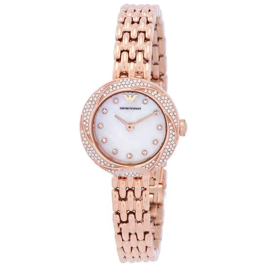 JMS always Watches Original Emporio Armani Quartz Crystal White Mother of Pearl Dial Ladies Watch AR11474 JMS always Watches Original Emporio Armani Quartz Crystal White Mother of Pearl Dial Ladies Watch AR11474
