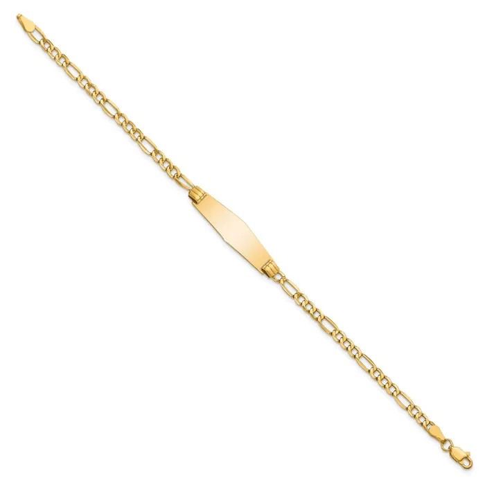 MDS Bracelets 14k Semisolid Soft Diamond Shape Figaro Link ID Bracelet MDS Bracelets 14k Semisolid Soft Diamond Shape Figaro Link ID Bracelet